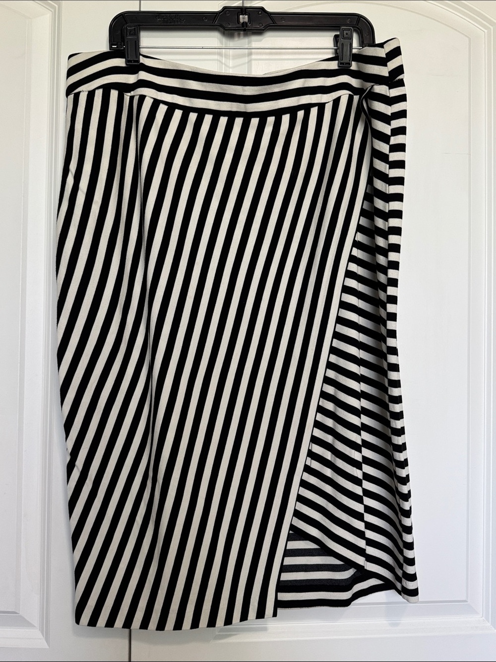 Cato Black and White Striped Midi Wrap Skirt Size 18/20W